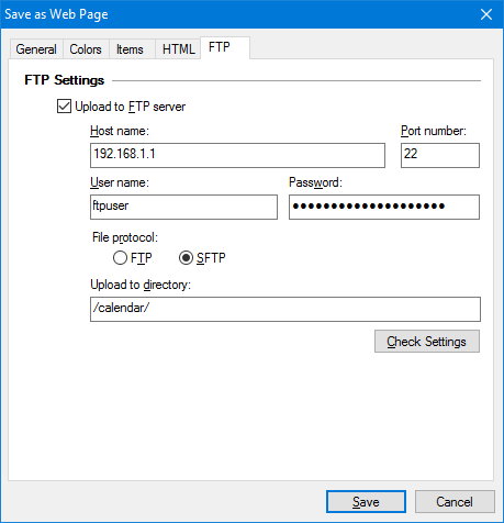 Save as Web page - FTP
